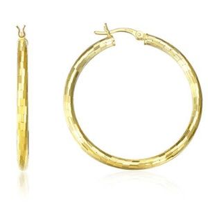 .925 Yellow STERLING SILVER ROUND DC HOOP EARRINGS
